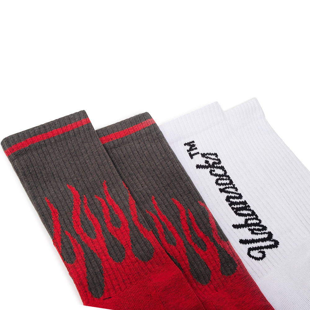 Pack Meia 2 Urbansocks - On Fire Vermelha + Urbansocks™ Branca