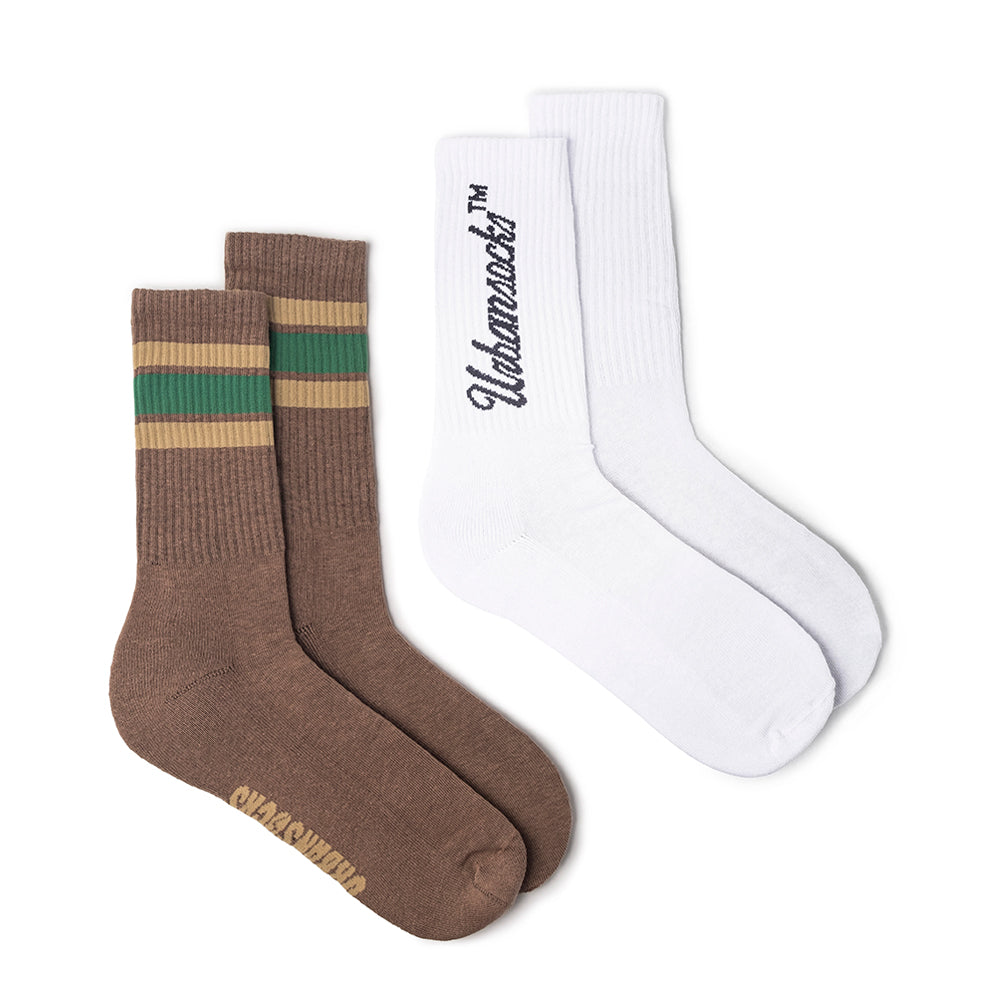 Pack Meia 2 Urbansocks - Stripes Marrom + Urbansocks™ Branca