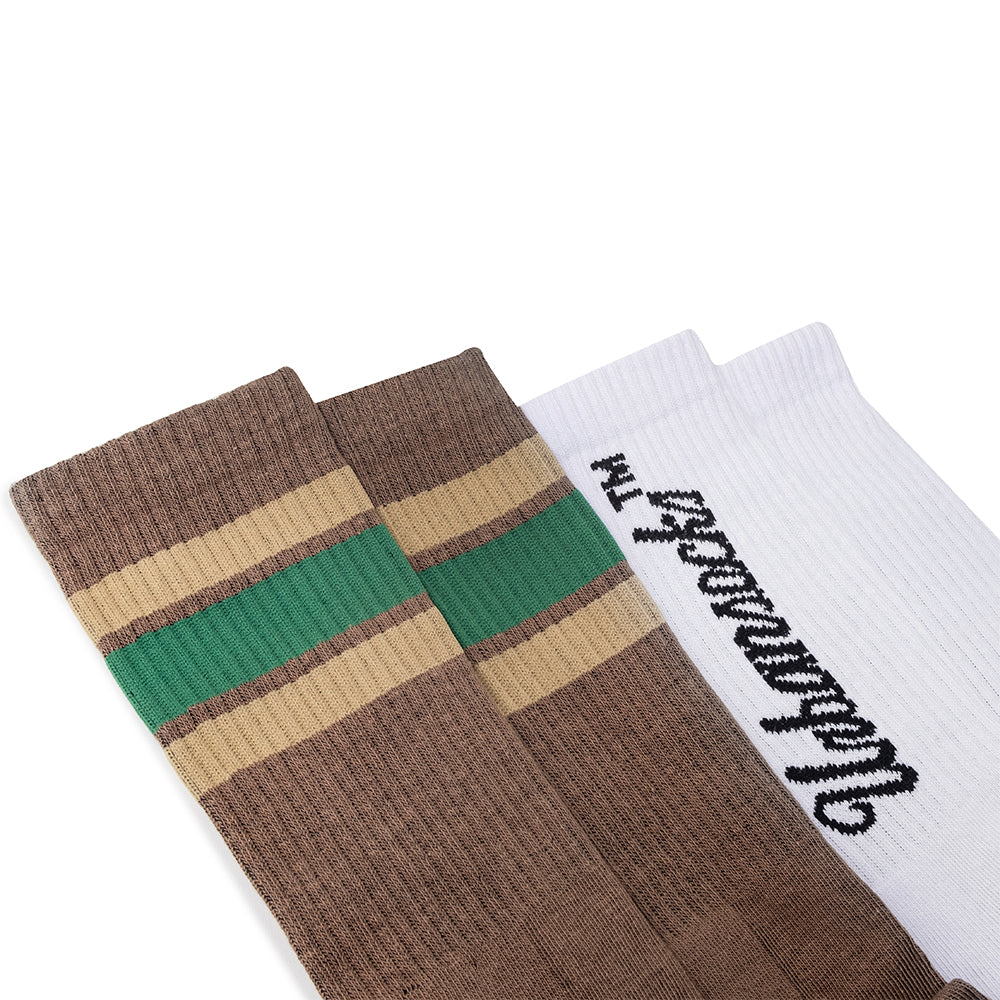 Pack Meia 2 Urbansocks - Stripes Marrom + Urbansocks™ Branca